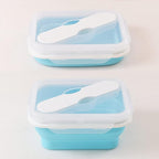 Silicone Lunch Container With Spoon & Fork, Bento Box, Collapsible Food Storage - Image 5