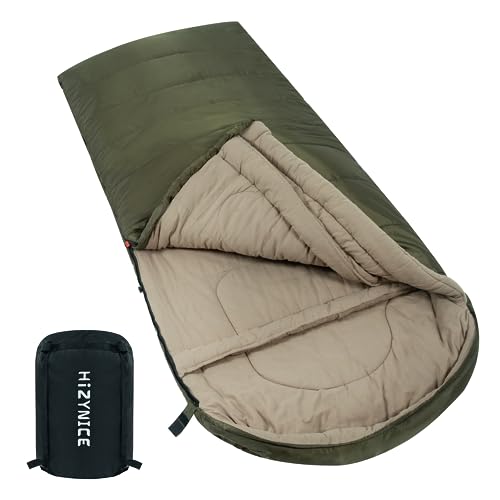 Sleeping Bags for Adults XXL Cold Weather (Green / 0F Right Zip)
