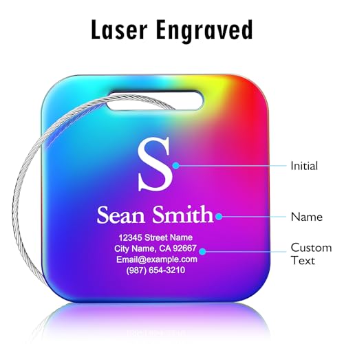 Personalized Engraved Gold Metal Luggage Tags for Suitcase (Gold / Square (2x2"))