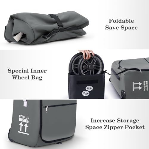 Stroller Bag Stroller Travel Bag for Airplane Compatible with UPPAbaby Vista V1 V2 V3 (Gray)