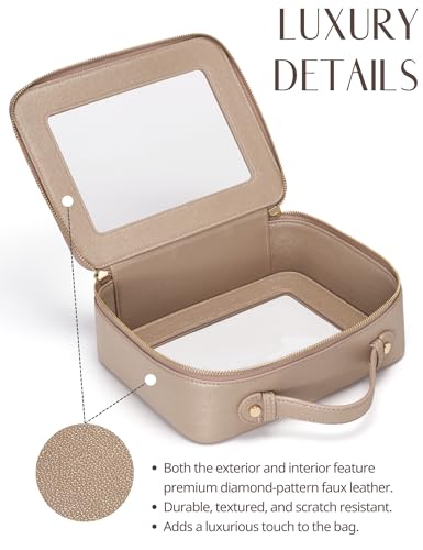 Clear Makeup Bag Travel Cosmetic Case Transparent Toiletry Bag with Zipper (Gold / Dual Elegance)