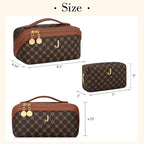 Initial Makeup Bag Personalized Gift for Women Teen Girls (Coffee / J)