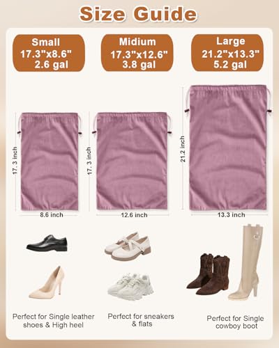2 Pcs Shoe Bags for Travel (Parfait Pink / 17.3"x12.6")