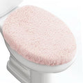 Microfiber Elongated Toilet Seat Cover 19.5"x 15" Machine Washable (Light Pink / Elongated)