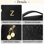 Initial Makeup Bag Personalized Gift for Women Teen Girls (Black / Z)