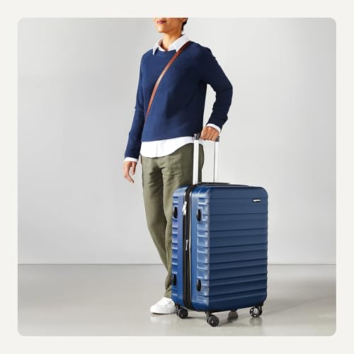AmazonBasics 68 cm Navy Blue Hardsided Check (Navy Blue / Medium Checked)
