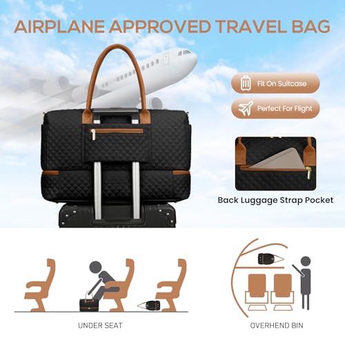 Travel Bag Weekender Bags for Women (31-Black Brown / 40L-Large)