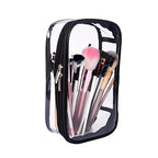 Portable Zippered Transparent Vinyl Travel Cosmetic Bag Clear PVC Makeup Kits Organizer Utility Pouch See Through Plastic TSA Approved Toiletry Carry Pouch (Clear)
