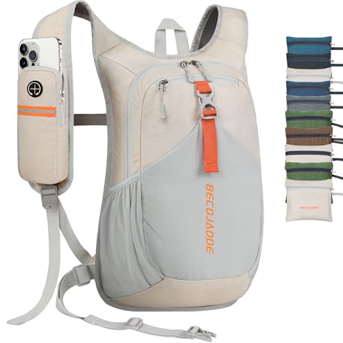 20L Small Hiking Backpack for Men Women Foldable Packable Back Pack Ultralight Hiking Daypack for Travel Camping Outdoor (Beige / 20L)