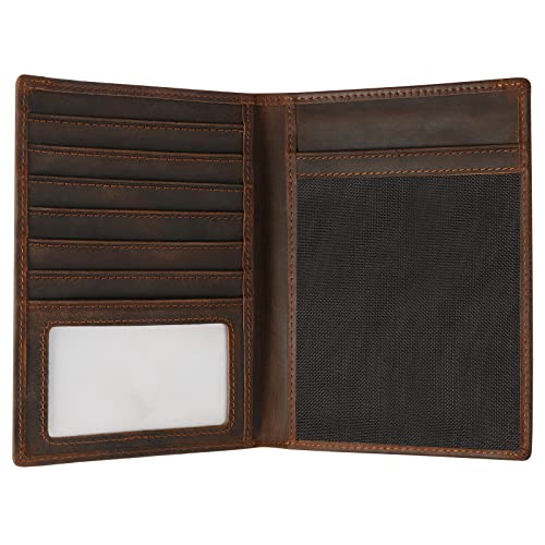 Leather Passport Holder RFID Blocking Passport Travel Wallet Cover Case for Men Women Brown JC17 (JC17-Red Brown)