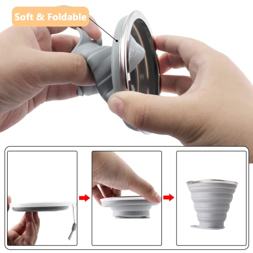 2 Pack Silica gel Collapsible Travel Cup 270ml (Grey & Blue)