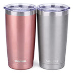 Travel Coffee Mug Set of 2 (Rose Gold & Cool Grey)