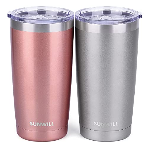 Travel Coffee Mug Set of 2 (Rose Gold & Cool Grey)