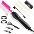 Electric Hot Comb Hair Straightener Heat Pressing Comb Curling Flat Iron Curler Hair Straightener Brush for Natural Black (Purple-3-gear)