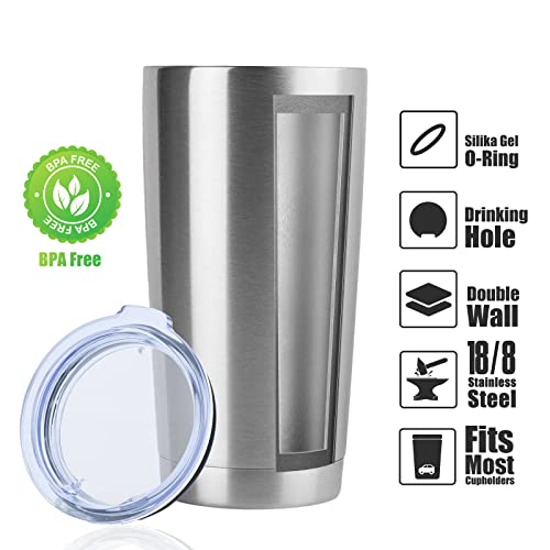 20oz Stainless Steel Tumbler Bulk with Lid (4 Count (Pack of 1) / Stainless Steel)