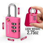 TSA Approved Pink Locks for Luggage. Cute Locker Suitcase Lock with Open Alert Indicator (3 Digit Pink 2 Pack)