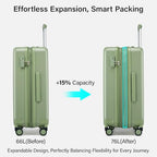 24 Inch Luggage with Spinner Wheels (Bamboo Green / 24 Inch EXT)