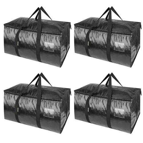 4 Pack Oversized Moving Bags with Reinforced Handles (4-Pack / Black)