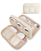 Electronics Organizer Travel Case for Cords Chargers Phones (8.3"L x 5.3"W x 2.3"H / Beige)