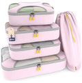 5 Set Packing Cubes for Travel with Laundry Bag (5 Set - Petal Pink / Set of 5)