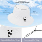 Waterproof Bucket Hats for Woman UPF 50+ Sun Hat White (White)
