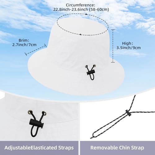 Waterproof Bucket Hats for Woman UPF 50+ Sun Hat White (White)