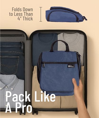 D&D Wanderlust Hanging Travel Toiletry Bag for Women & Men (1 Pack Oxford Blue Large)