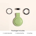 Genuine Leather Keychain Holder Compatible with Tag ([1 Pack] Green V2.0)