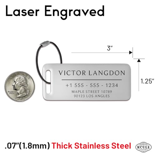 Personalized Luggage Tags for Suitcases (Grace Rectangle-silver)