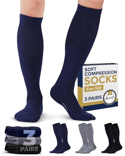 Compression Socks for Men (X-Large / Navy/Gray/Black - 3 Pairs)