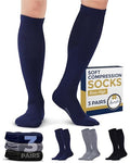Compression Socks for Men (X-Large / Navy/Gray/Black - 3 Pairs)