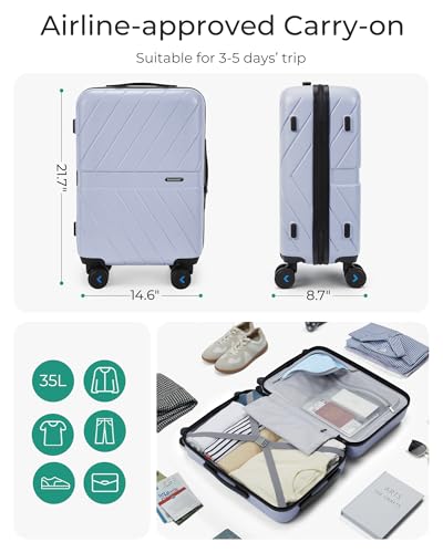 Carry On Luggage 22x14x9 Airline Approved (Carry On 20 Inch / Purple)
