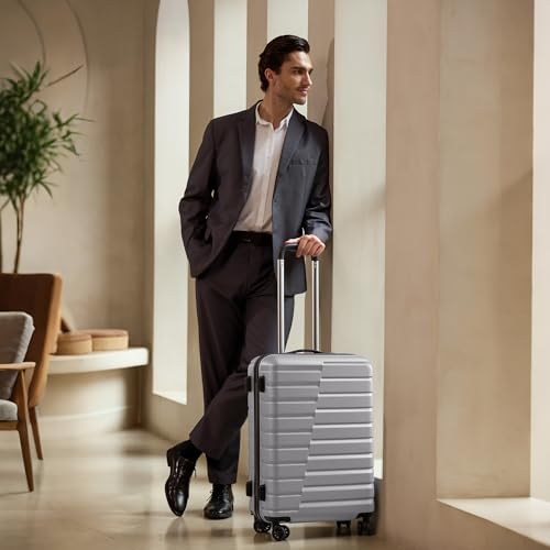 Lightweight Luggage with TSA Lock (Medium(24in) / Silver)