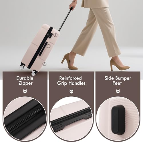 Luggage Sets of 3 Piece Carry on Suitcase Airline Approved (3-piece Set(20/24/28) / Light Pink)