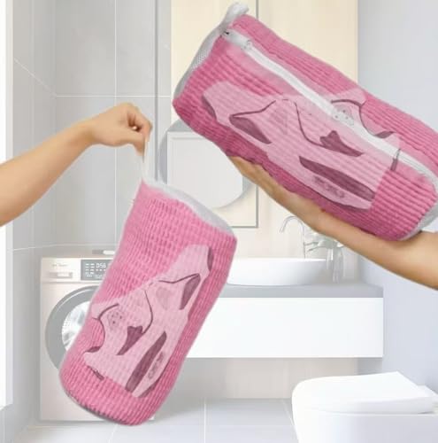 Laundry Shoe Bags for Washing Machine (Pink-2Pcs)