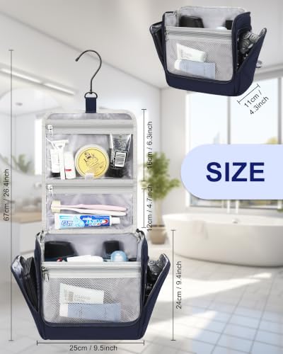 Hanging Toiletry Bag for Men (Navy Blue / Large)