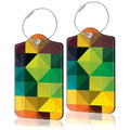PU Leather Luggage Tag (Colorful Geometric Pattern)