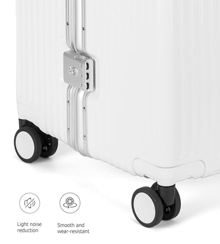 Super Large Aluminum Frame Checked Zipperless Luggage (A1-Ivory White / 26in)