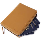 Full Grain Leather Family Passport Holder for 4 Passports (Tan)
