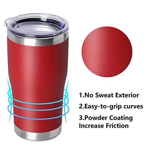 20oz Tumbler with Lid Stainless Steel Tumblers Bulk (Red / 4 count)