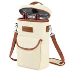2 Bottle Wine Cooler Tote Carrier (Beige / 2 Bottle-with front pocket)