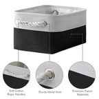 Storage Bins for Shelves (White & Black / Small -11.8Lx7.9Wx5.2H)