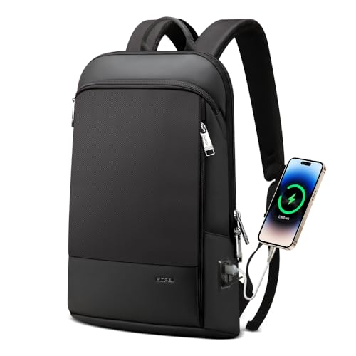 Slim Laptop Thin Business Backpack with Bottle Holder USB Charging Professional for Men Notebook Work Office Anti Theft Smart Computer 15 (15.6 inch / Black2)