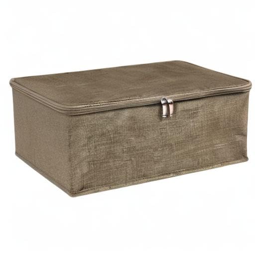 Fabric Storage Bins with Zipper Lids (Coffee / Small (Pack of 3))