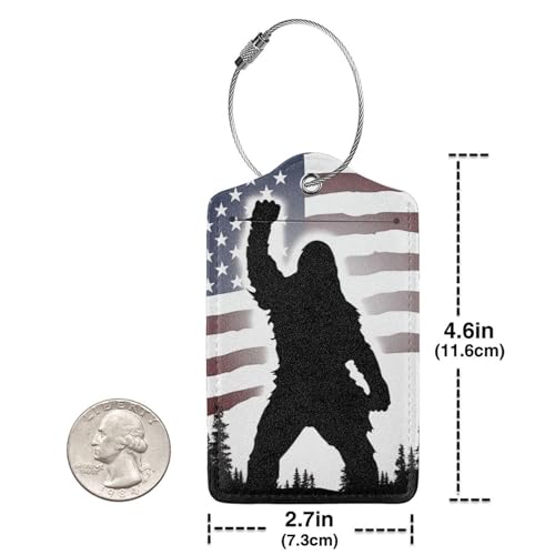 American Flag Leather Luggage Tag with Stainless Steel Ring (1 PCS / American Flag)