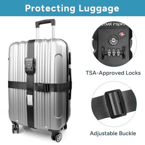 Anti Theft Suitcase Belt with TSA Lock (Cross Black-New)