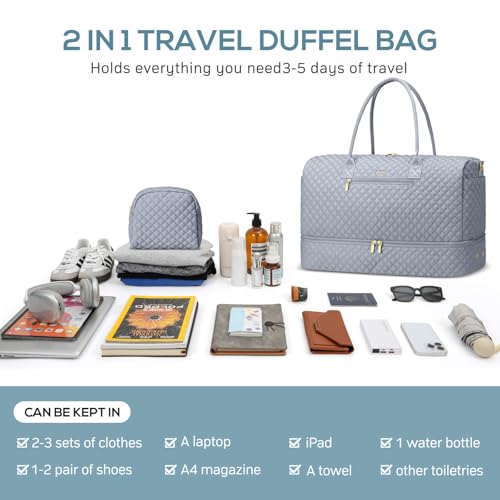 Travel Bag Weekender Bags for Women (7-Grey / 40L-Large)