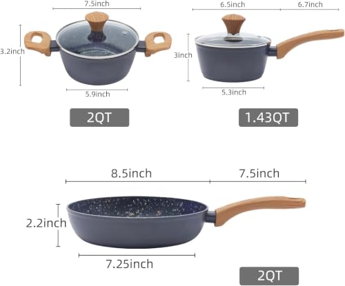 3 Piece Cookware Set (Black / 3-Piece Set,9.25" skillet)