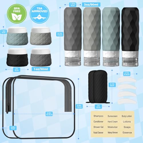 16Pack Travel Bottles for Toiletries (Gray)