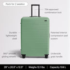 Large Checked Luggage (Sea Green)